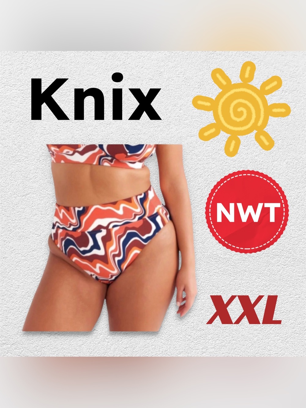⬇️🇨🇦🆕🏷️NWT KNIX | XXL | Heat Wave Bold print High Rise Bikini Bottom*